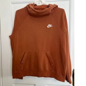 Nike Burnt Orange Hoodie NSW Funnel Neck Pullover Sweatshirt Women's M FLAWS